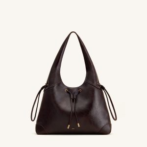 Celandra Drawstring Hobo Bag - Dark Brown - view 1