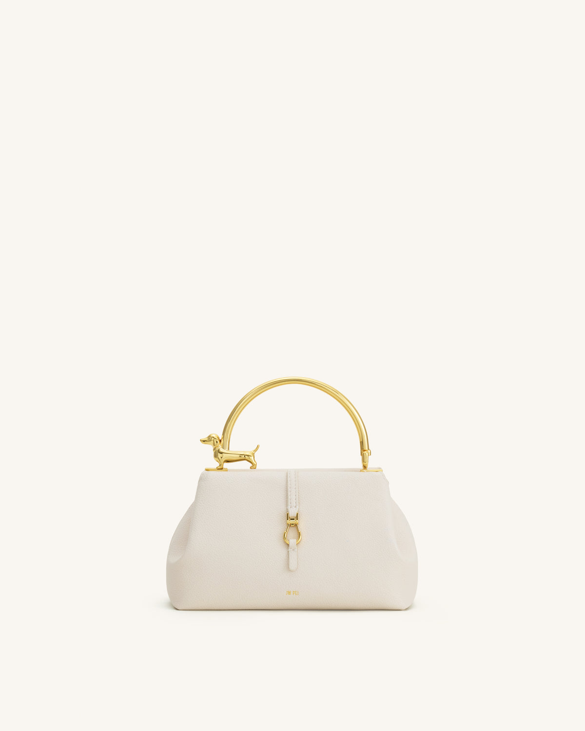 Bruna Dachshund Metal Handle Top Handle Bag - White - view 1