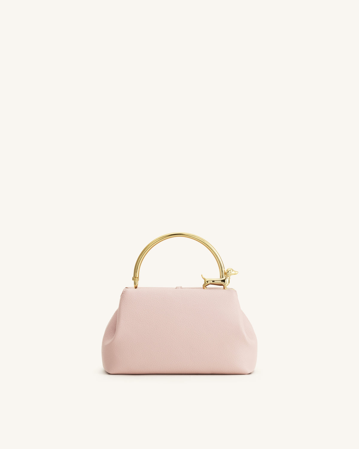 Bruna Dachshund Metal Handle Top Handle Bag - Light Pink - view 3