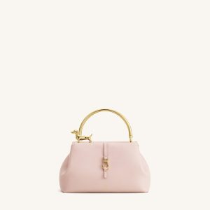 Bruna Dachshund Metal Handle Top Handle Bag - Light Pink - view 1
