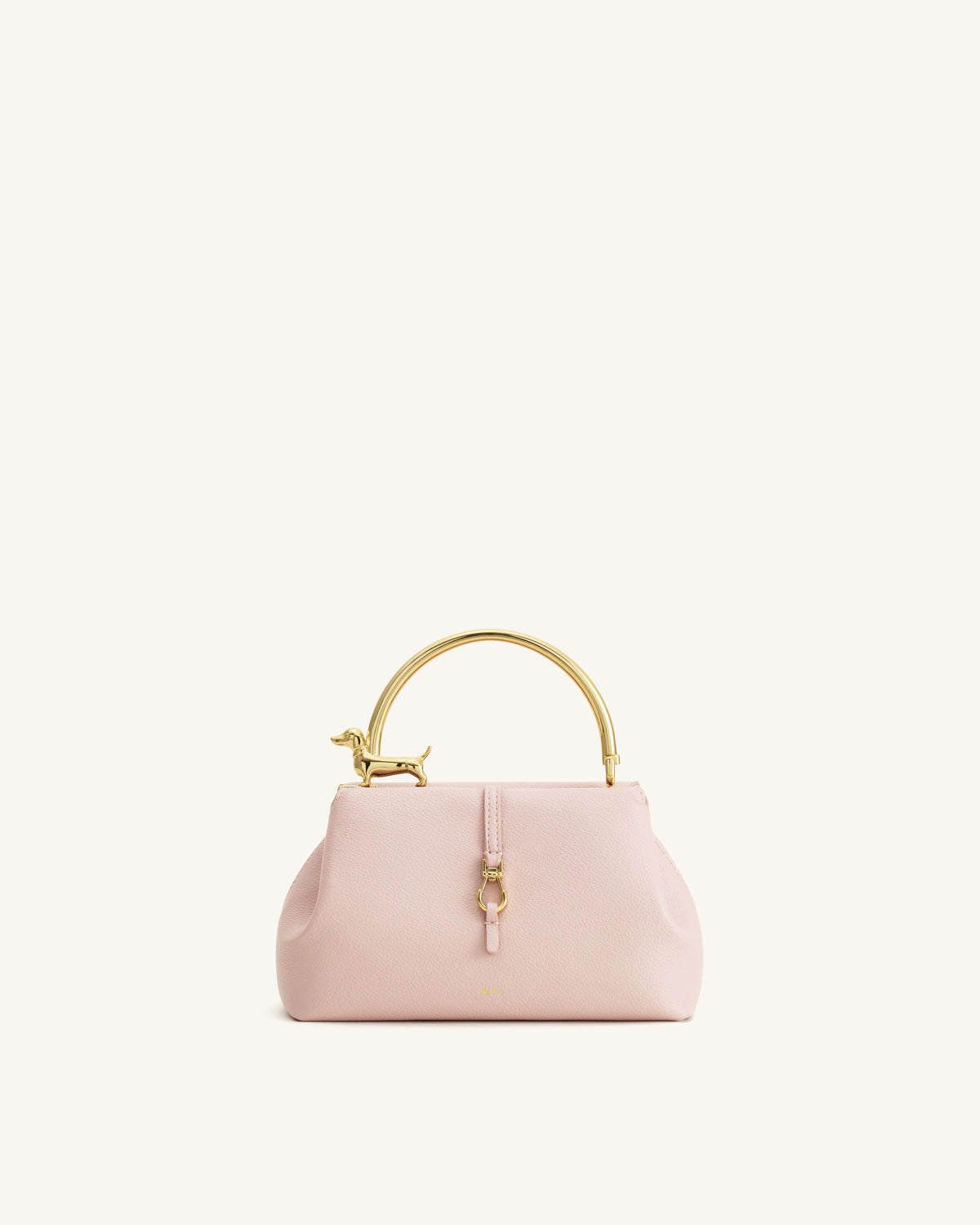 Bruna Dachshund Metal Handle Top Handle Bag - Light Pink - view 1
