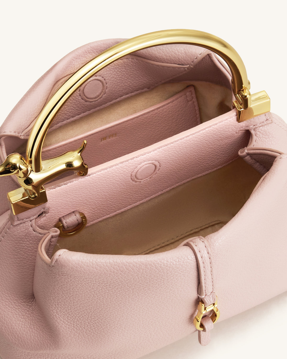 Bruna Dachshund Metal Handle Top Handle Bag - Light Pink - view 4