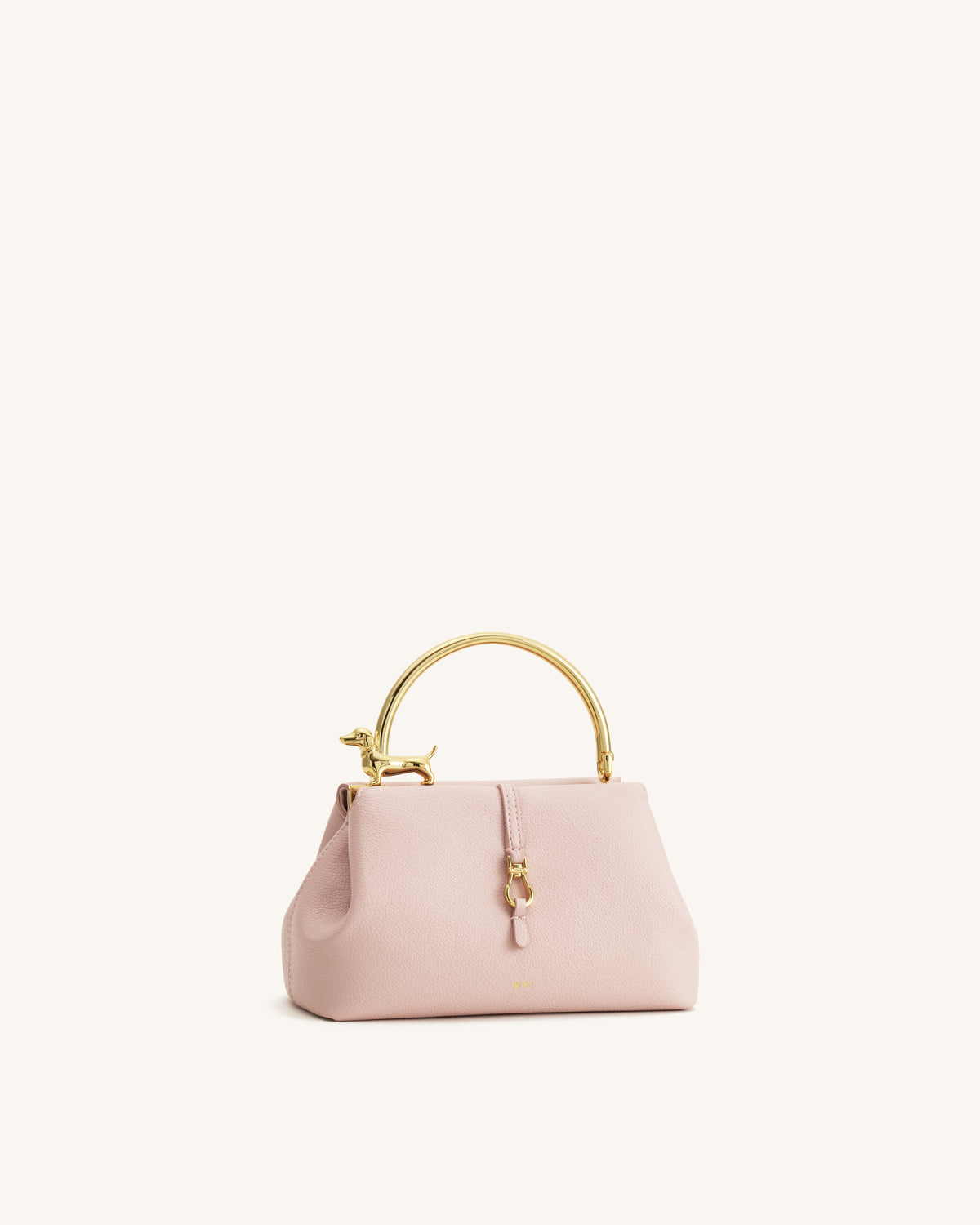 Bruna Dachshund Metal Handle Top Handle Bag - Light Pink - view 2