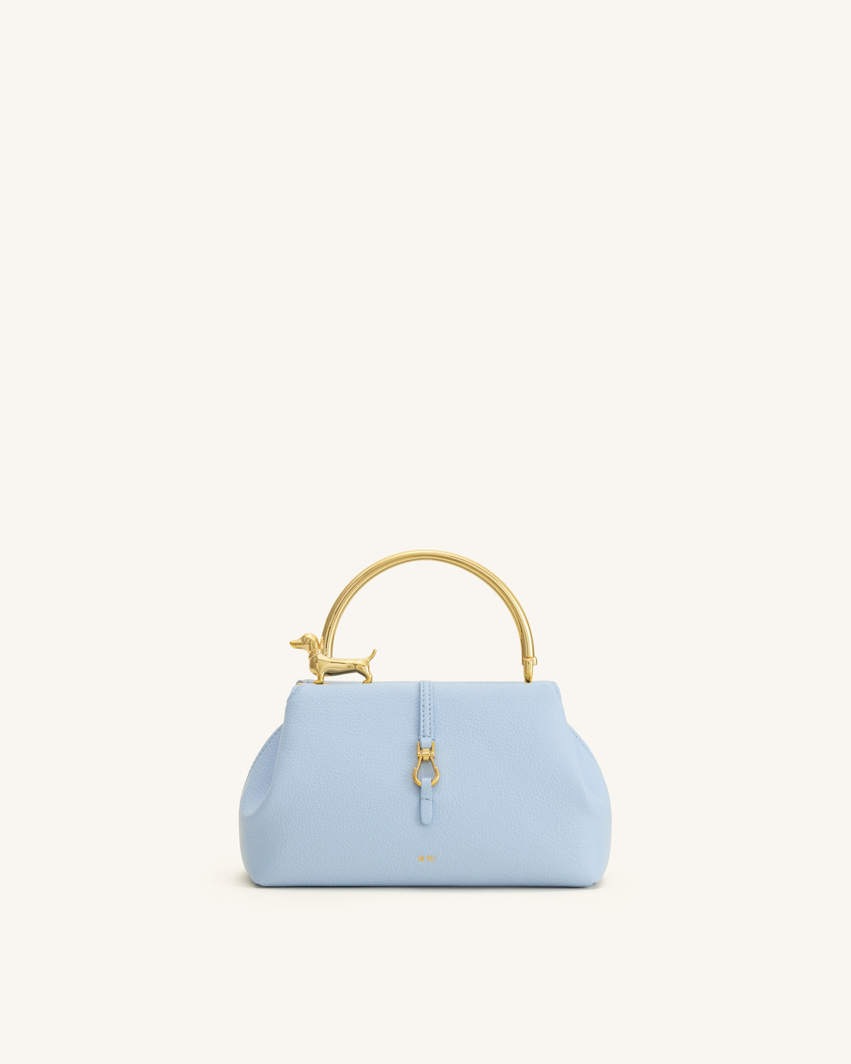 Bruna Dachshund Metal Handle Top Handle Bag - Light Blue - view 1
