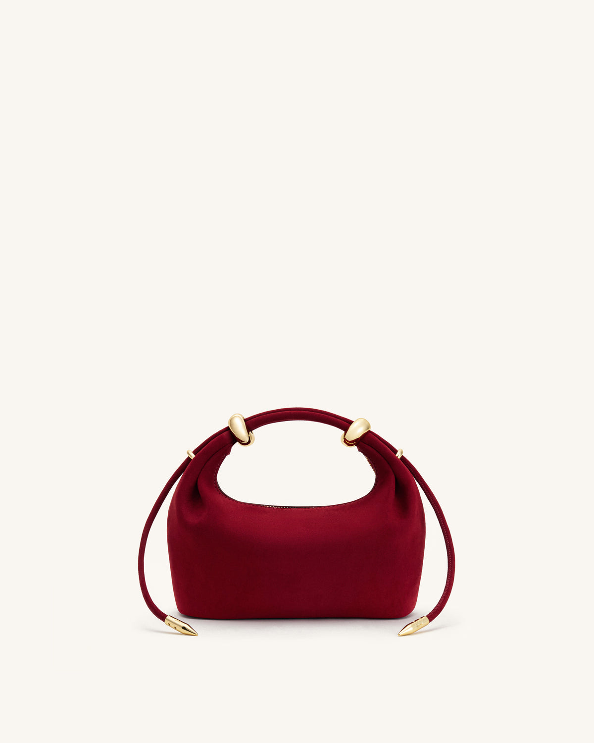 Ellie Faux Suede Metal Ring Embellished Top Handle Bag - Burgundy - view 4