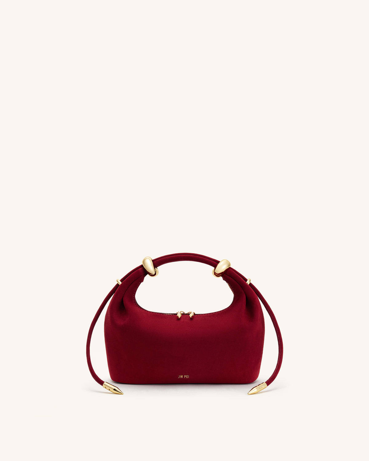 Ellie Faux Suede Metal Ring Embellished Top Handle Bag - Burgundy - view 1