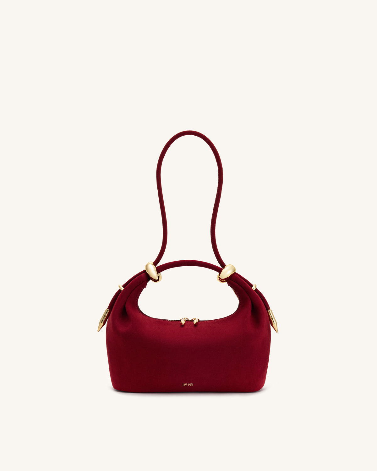 Ellie Faux Suede Metal Ring Embellished Top Handle Bag - Burgundy - view 2