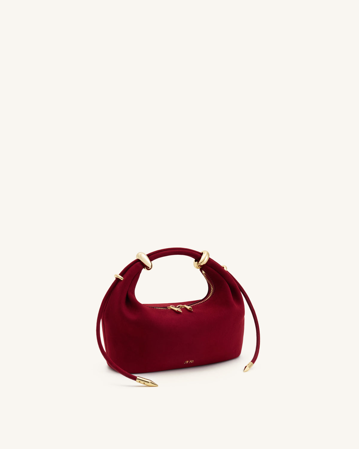 Ellie Faux Suede Metal Ring Embellished Top Handle Bag - Burgundy - view 3