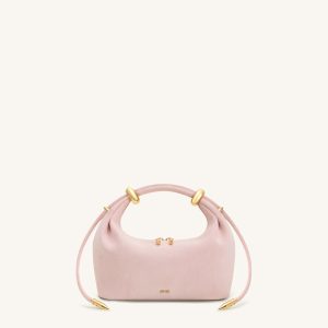 Ellie Faux Suede Metal Ring Embellished Top Handle Bag - Pink - view 1