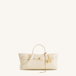 Maeve Dachshund Metal Charm Tote Bag - Ivory Croc - view 1