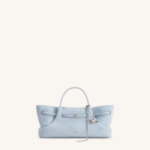 Maeve Dachshund Metal Charm Faux Suede Tote Bag - Blue - view 1