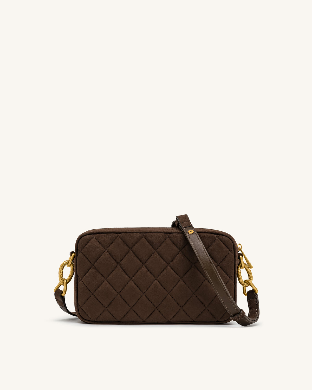 Riley Faux Suede Dachshund Quilted Shoulder Bag - Dark Brown - view 3