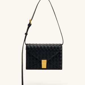 Clio Woven Textured Envelope Crossbody Bag - Black - view 1