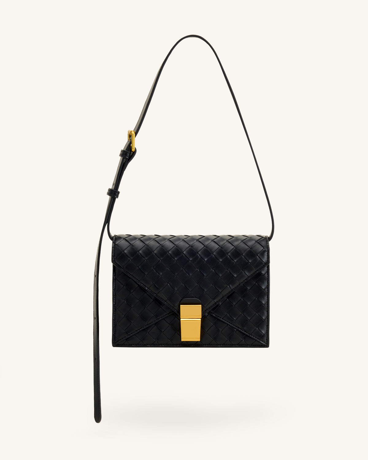 Clio Woven Textured Envelope Crossbody Bag - Black - view 1