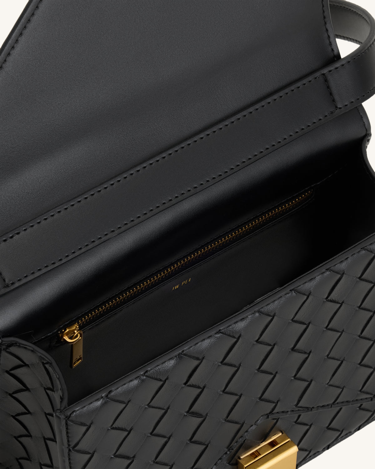 Clio Woven Textured Envelope Crossbody Bag - Black - view 4
