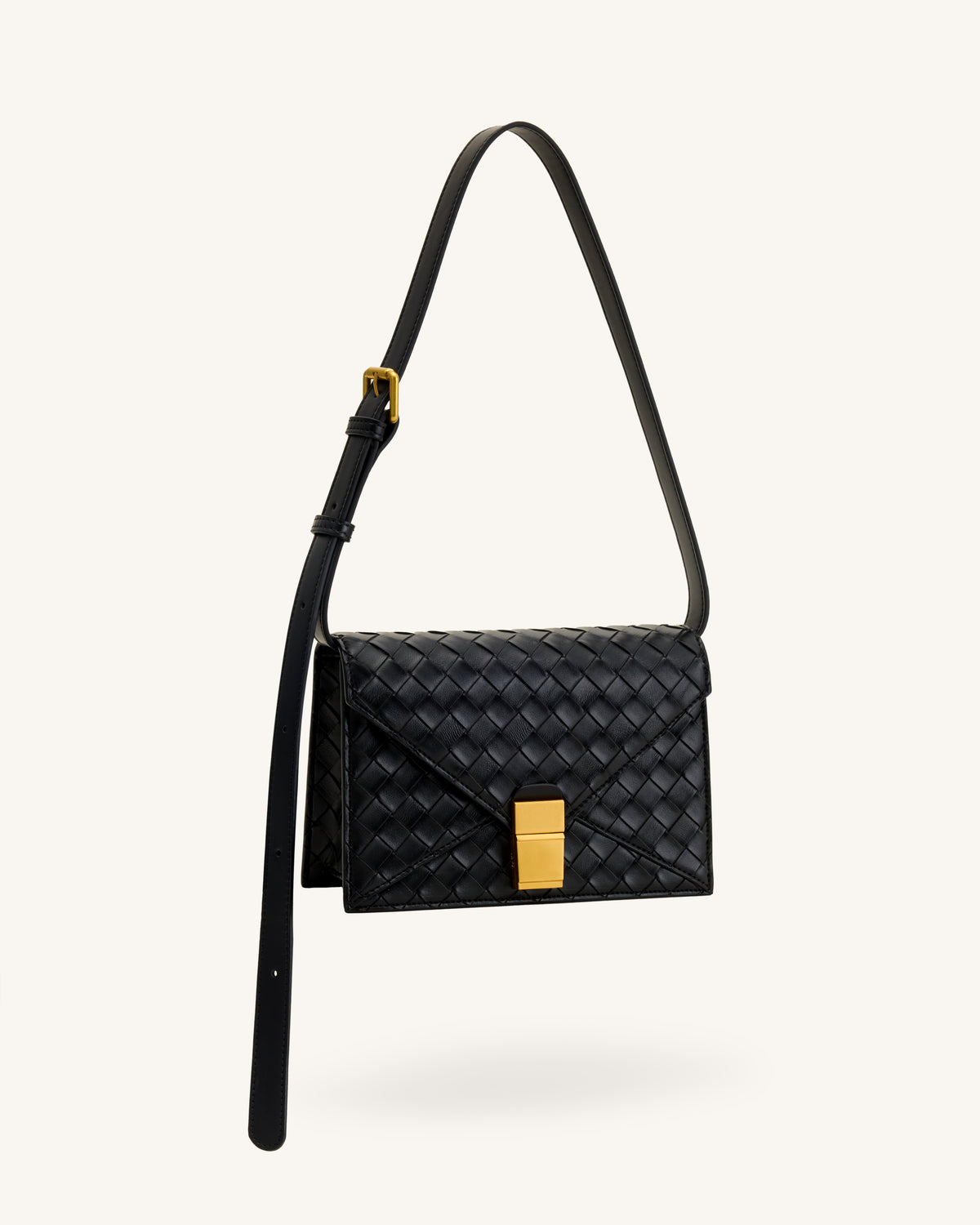 Clio Woven Textured Envelope Crossbody Bag - Black - view 2