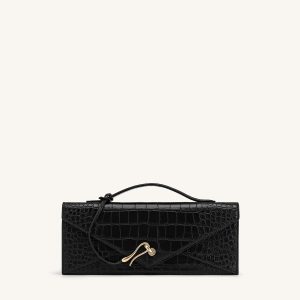 Celeste Envelope Top Handle Bag - Black Croc - view 1