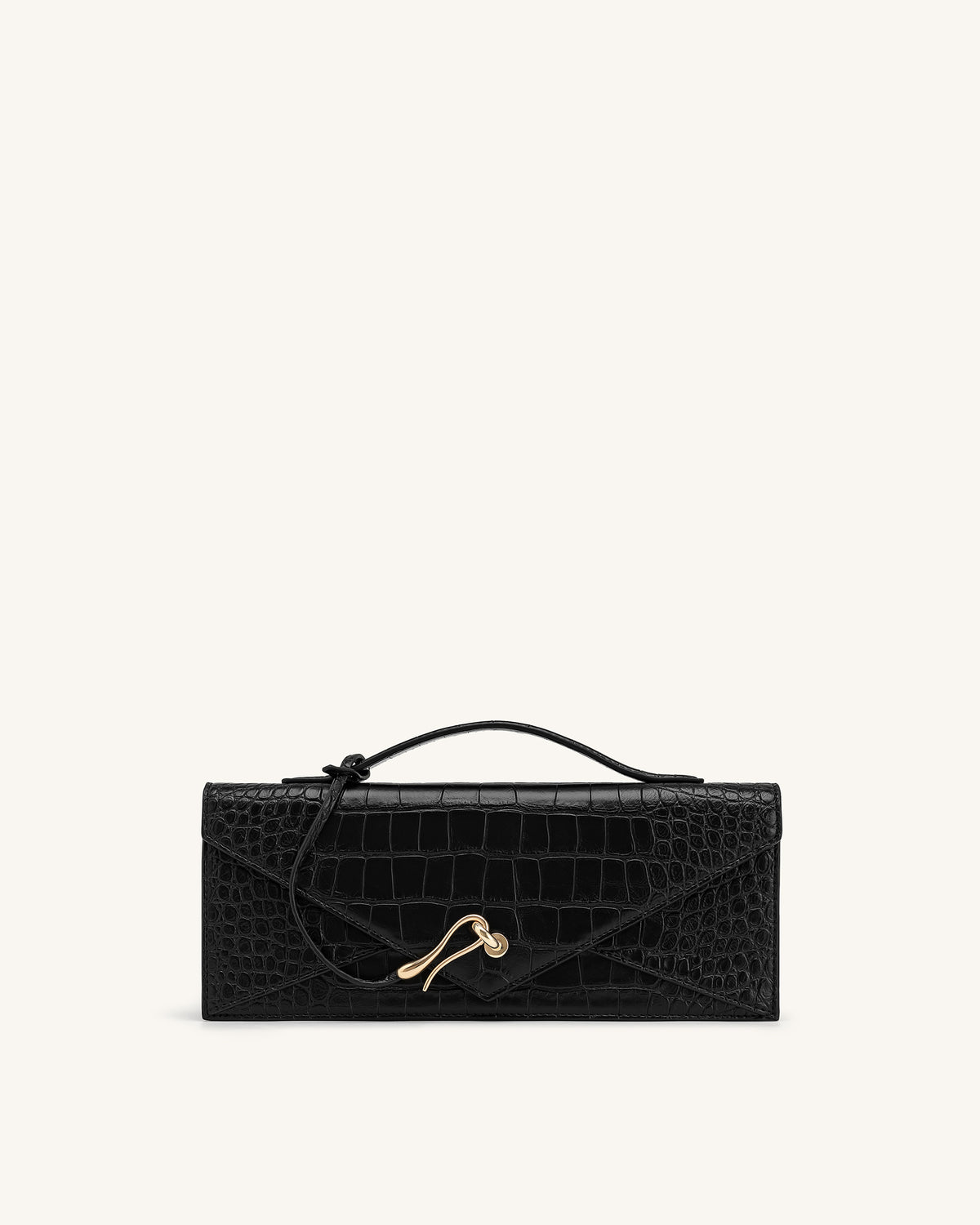 Celeste Envelope Top Handle Bag - Black Croc - view 1