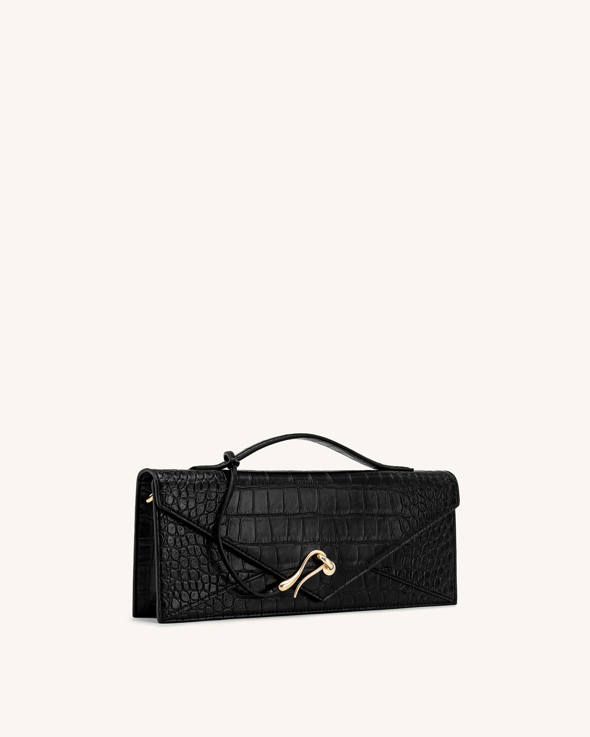Celeste Envelope Top Handle Bag - Black Croc - view 2
