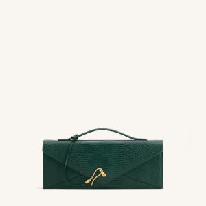 Celeste Envelope Top Handle Bag - Olive Green Lizard Texture - view 1