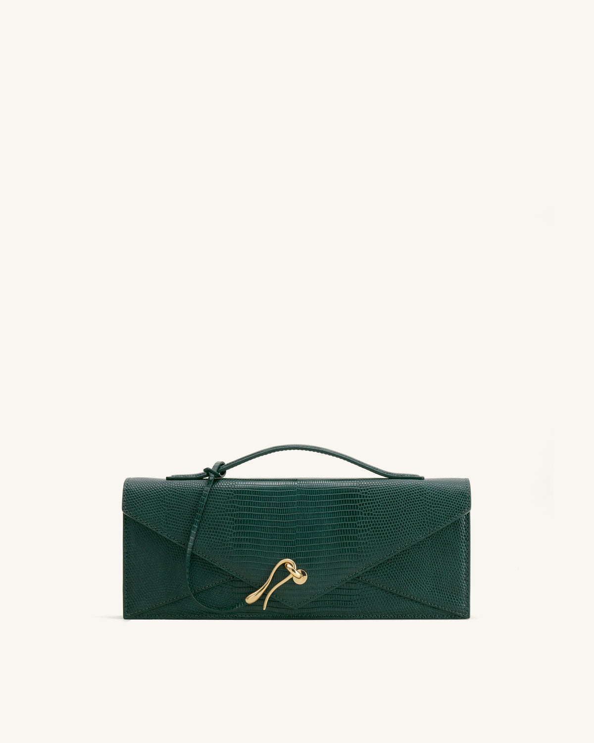 Celeste Envelope Top Handle Bag - Olive Green Lizard Texture - view 1