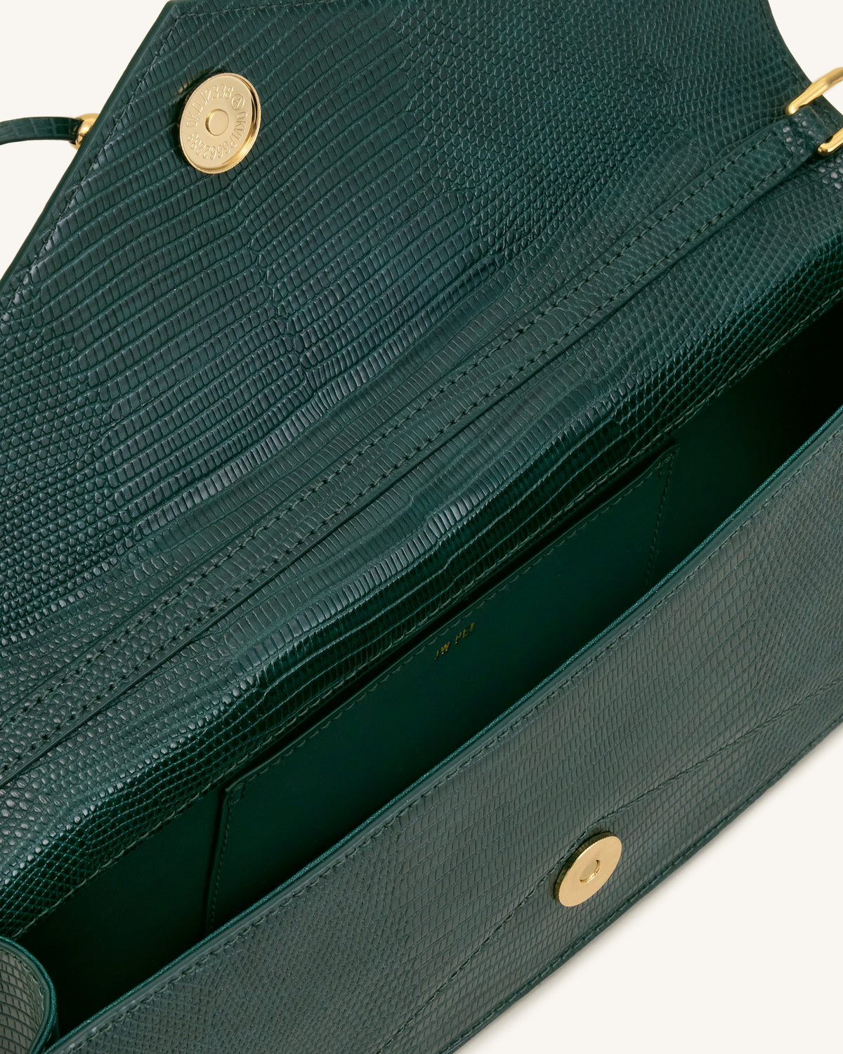 Celeste Envelope Top Handle Bag - Olive Green Lizard Texture - view 4