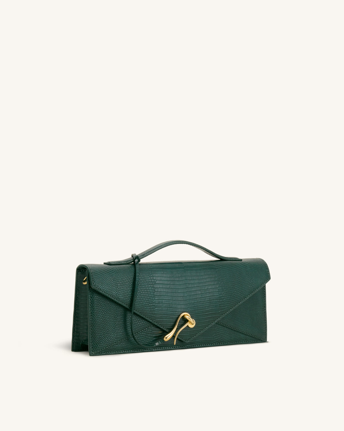 Celeste Envelope Top Handle Bag - Olive Green Lizard Texture - view 2