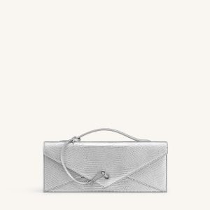 Celeste Envelope Top Handle Bag - Silver Lizard Texture - view 1