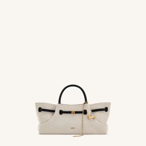 Maeve Dachshund Metal Charm Tote Bag - Black Canvasa - view 1