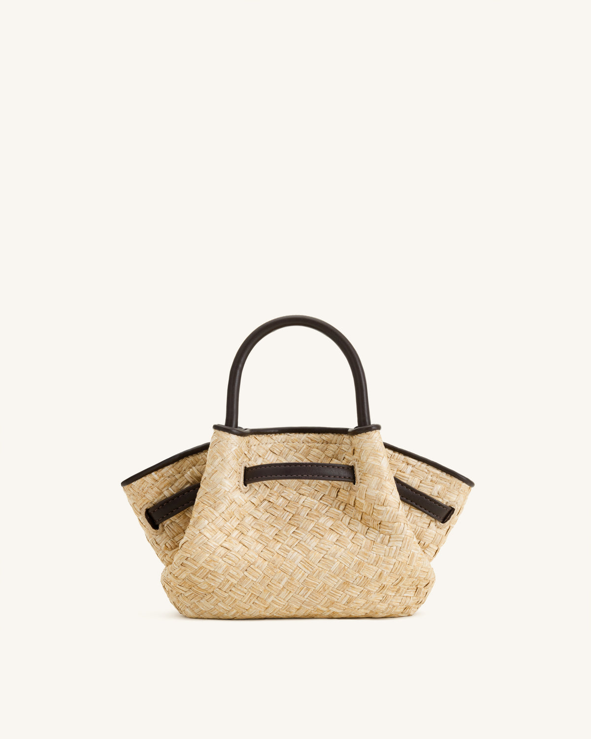 Hana Mini Faux Straw Tote Bag - Brown - view 4