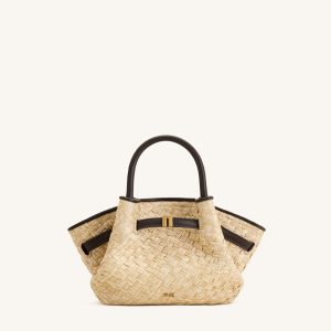 Hana Mini Faux Straw Tote Bag - Brown - view 1