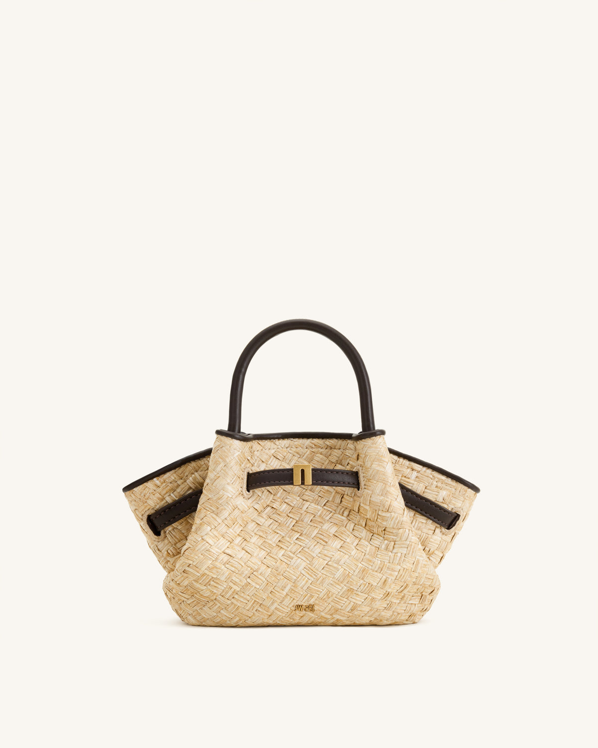 Hana Mini Faux Straw Tote Bag - Brown - view 1