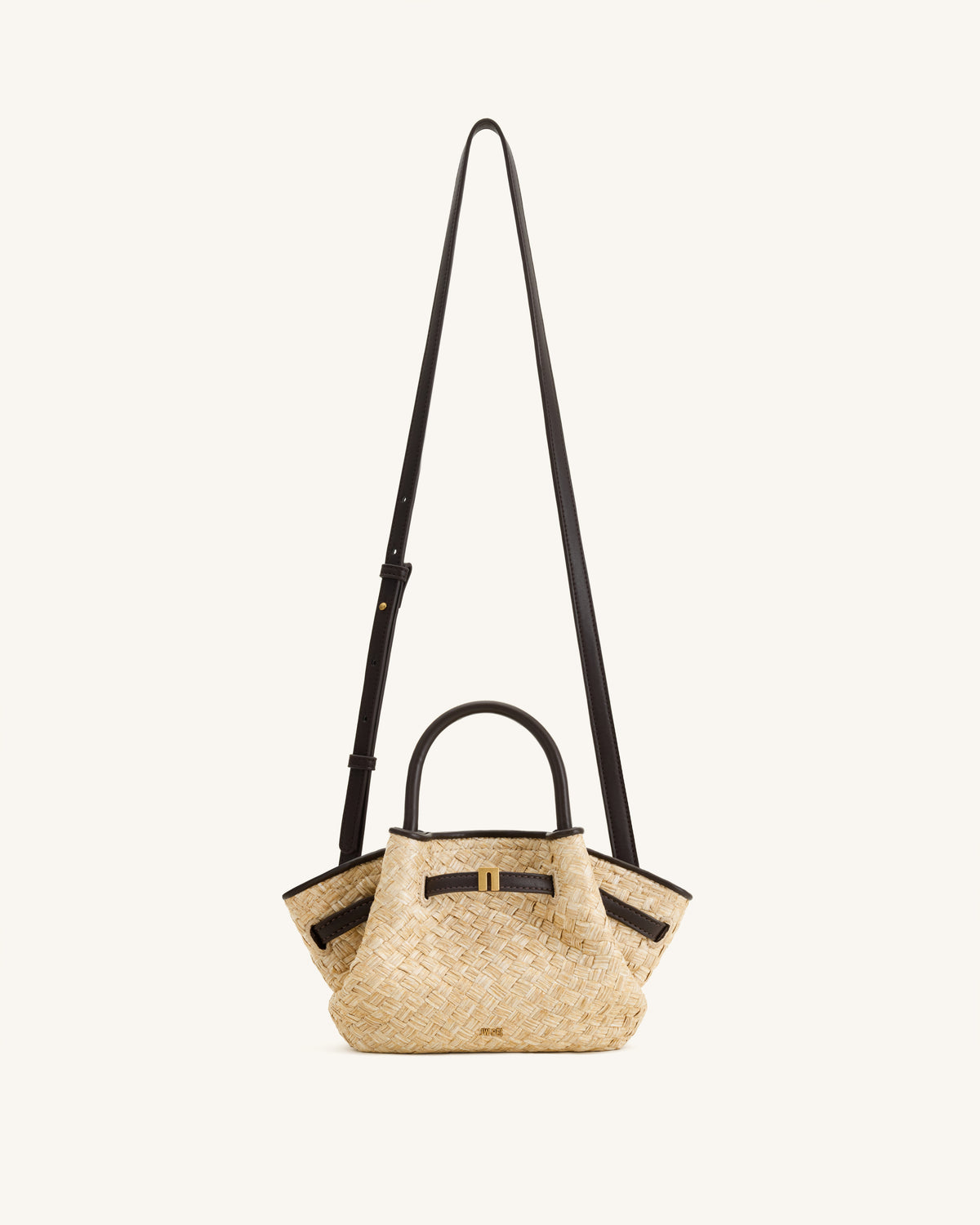 Hana Mini Faux Straw Tote Bag - Brown - view 2