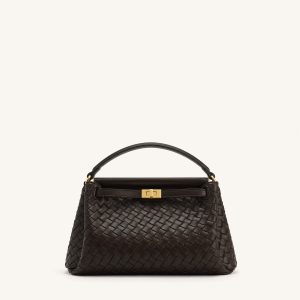 Carmen Woven Top Handle Bag - Dark Brown - view 1