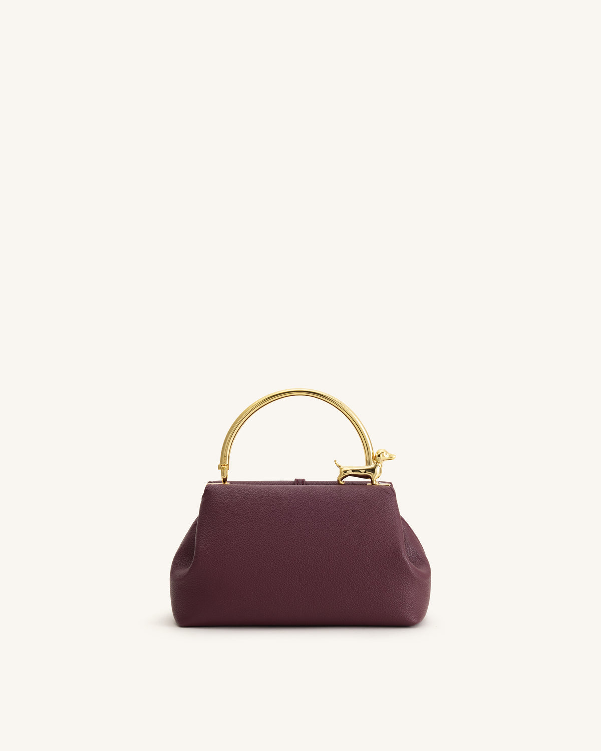 Bruna Dachshund Metal Handle Top Handle Bag - Burgundy - view 3