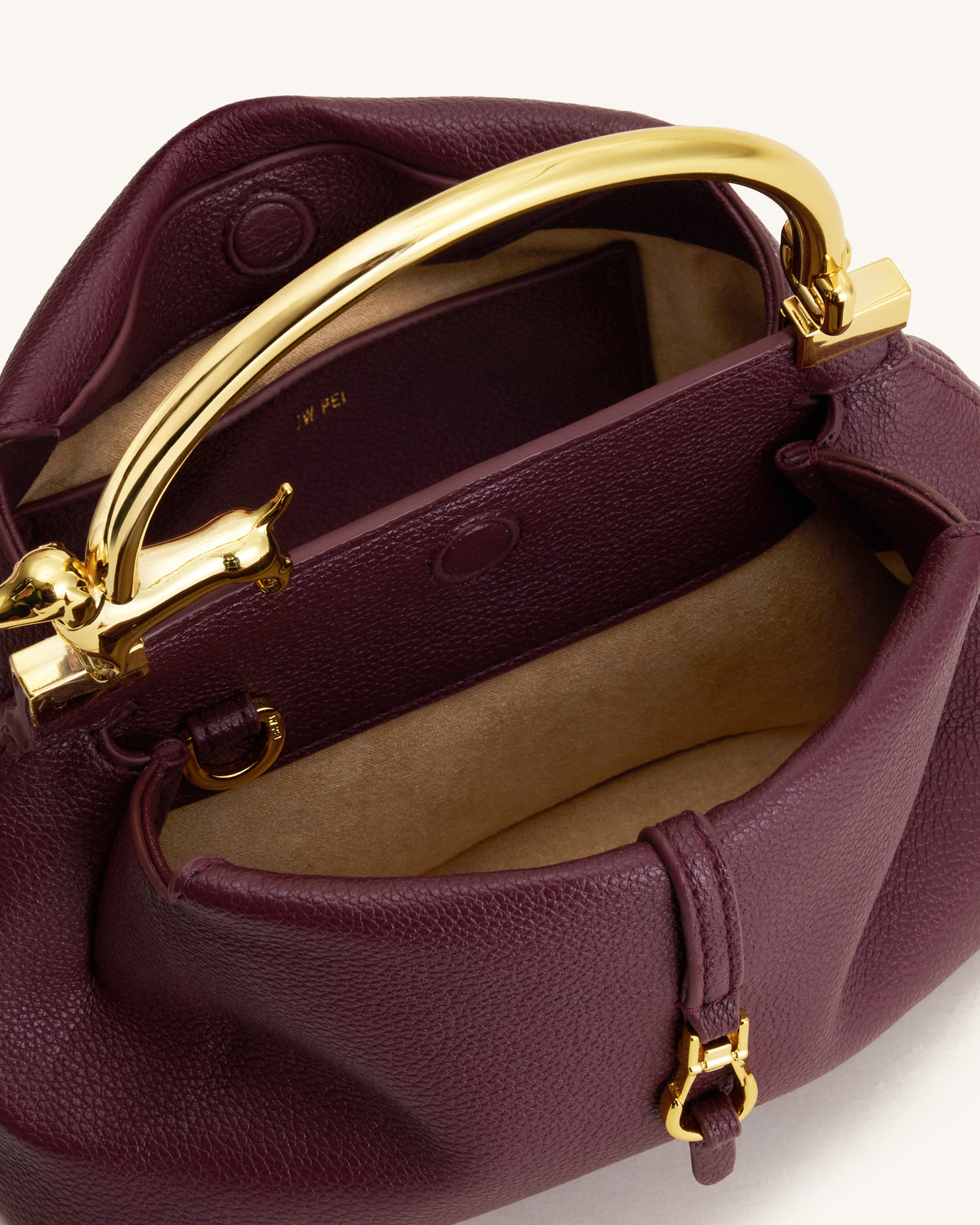 Bruna Dachshund Metal Handle Top Handle Bag - Burgundy - view 4