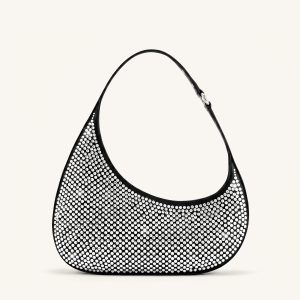 Harlee Artificial Crystal Shoulder Bag - Black - view 1