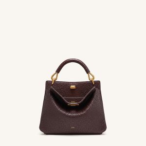 Lucia Elephant-Effect Top Handle Bag - Dark Brown - view 1