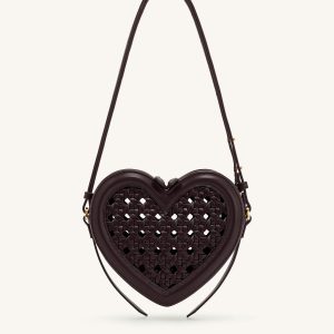 Arlene Openwork Woven Heart Shape Crossbody Bag - Vintage Red - view 1