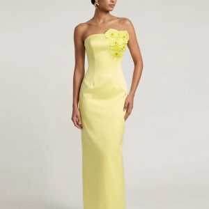 Orchid Embellished Strapless Maxi Dress - Yellow - view 1