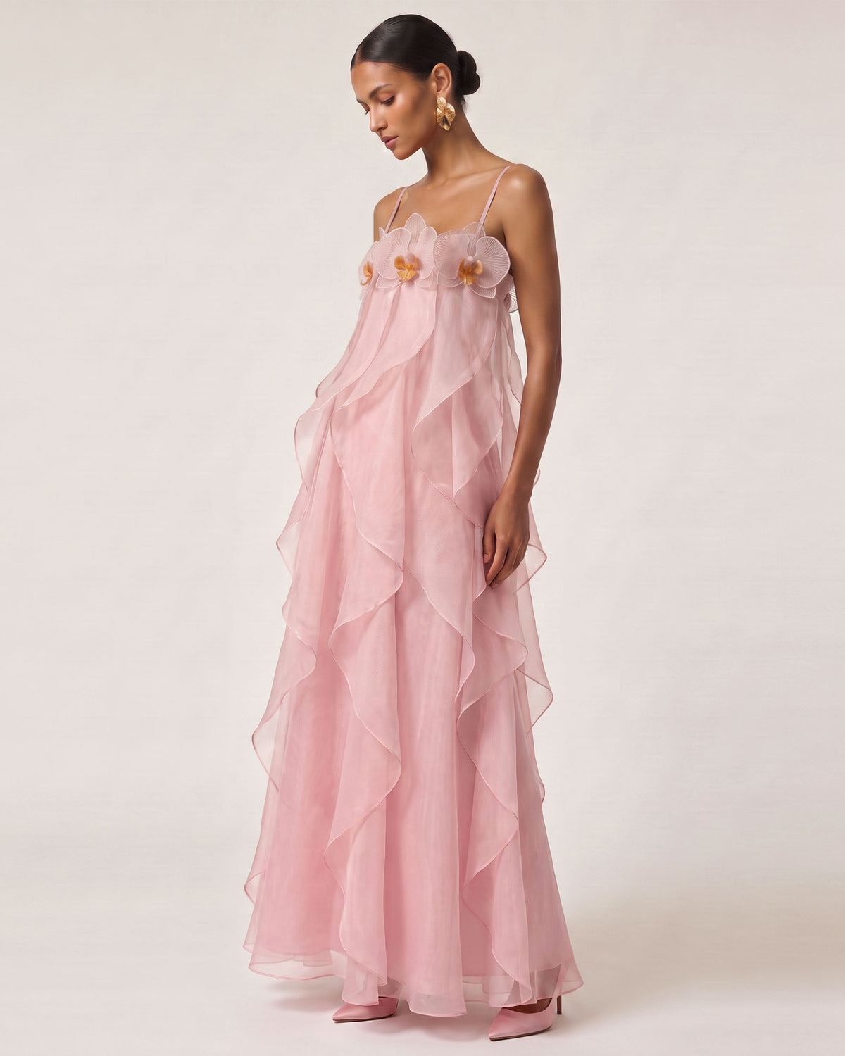 Orchid Embroidered Organza Maxi Dress - Blush Pink - view 2