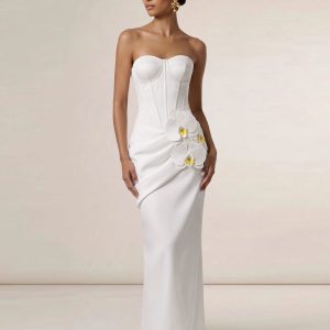 Orchid Embellished Corset Maxi Dress - White - view 1