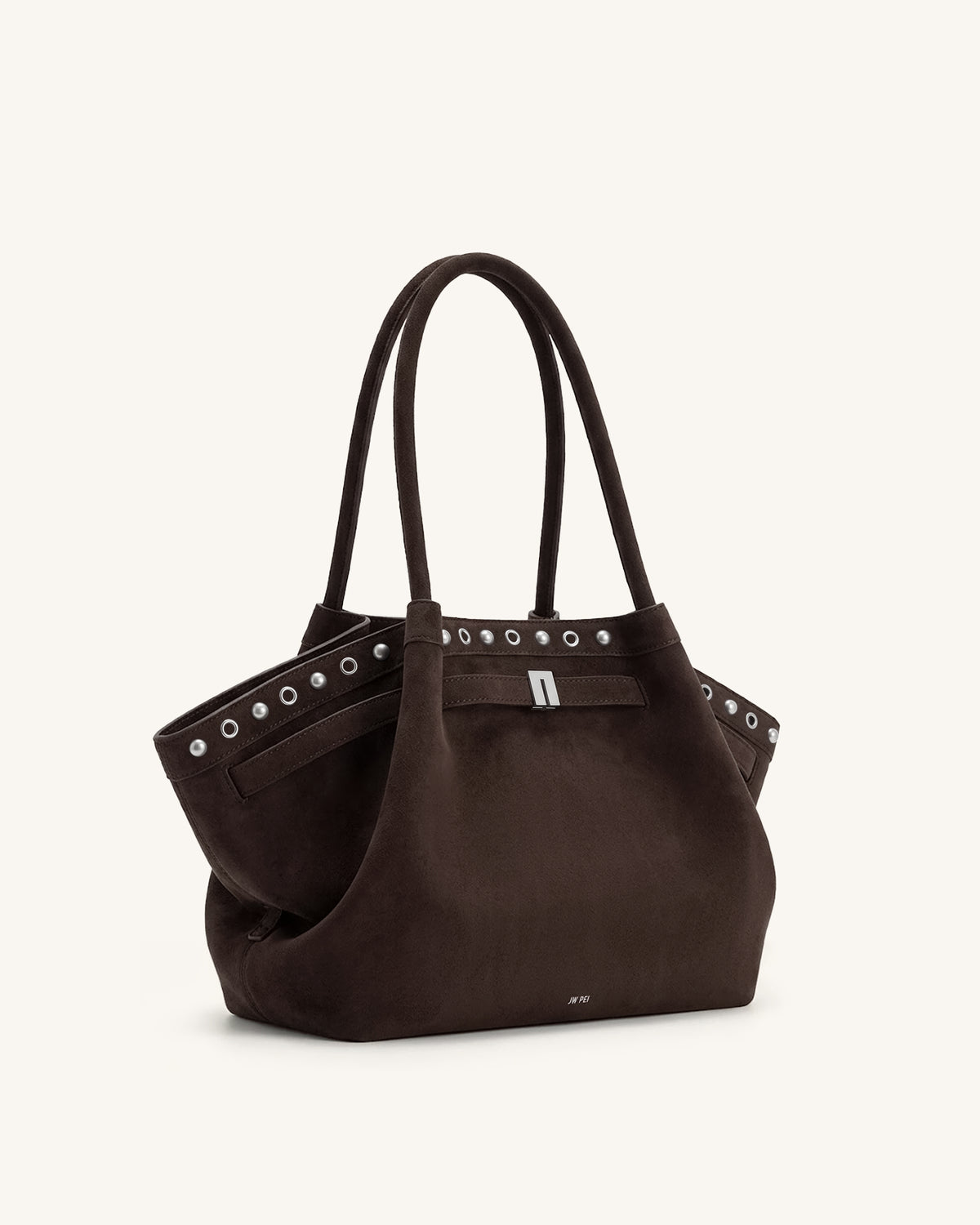 Hana Medium Faux Suede Tote Bag - Dark Chocolate Brown - view 2