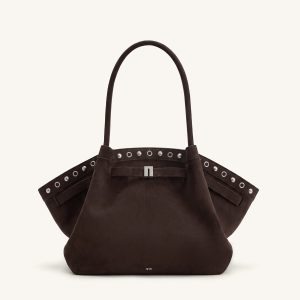Hana Medium Faux Suede Tote Bag - Dark Chocolate Brown - view 1
