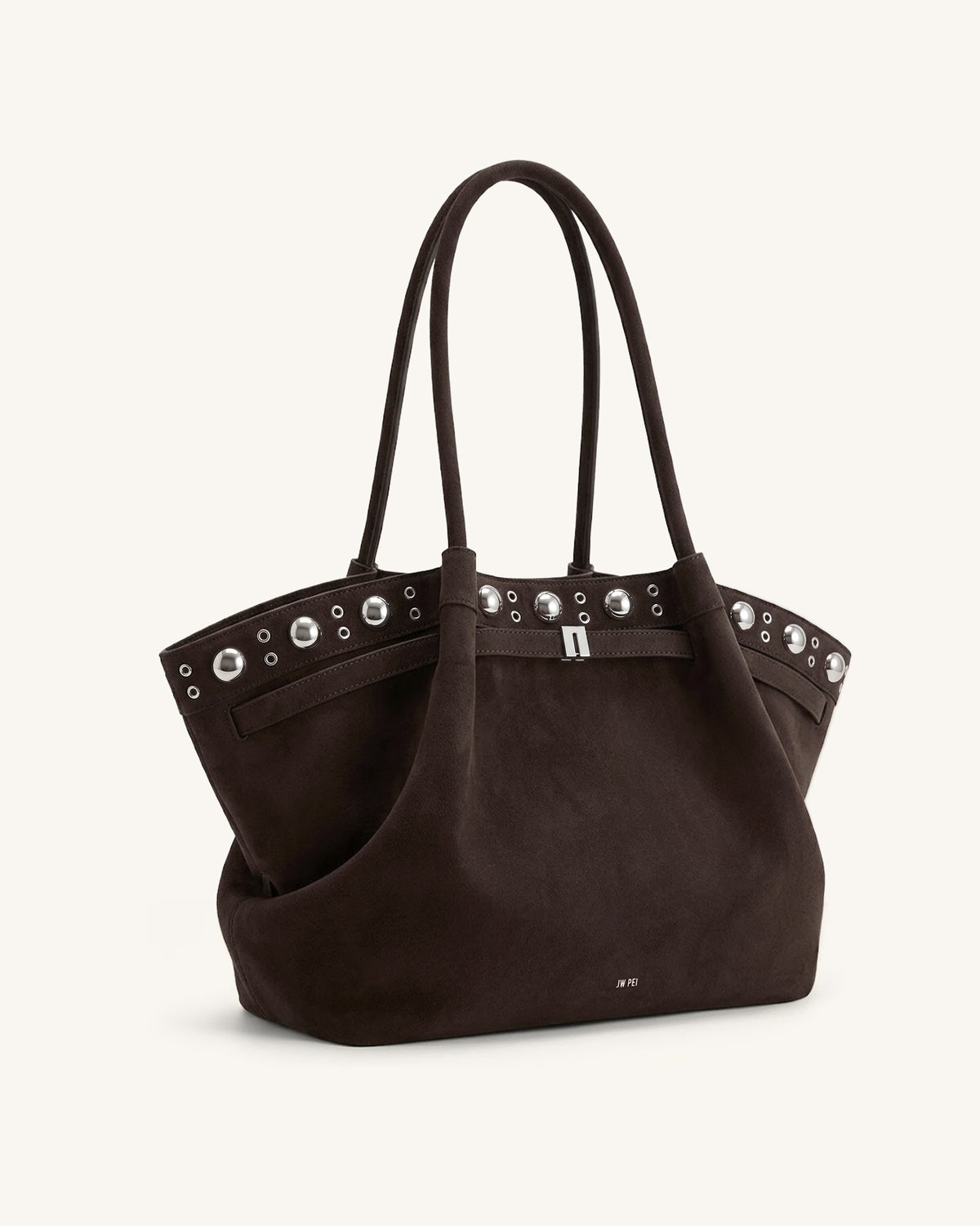 Hana Large Faux Suede Tote Bag - Deep Brown - view 2