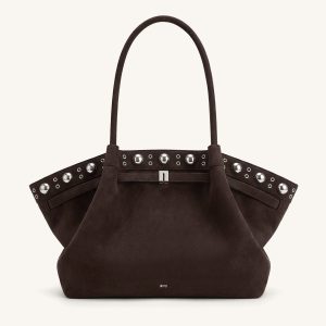 Hana Large Faux Suede Tote Bag - Deep Brown - view 1