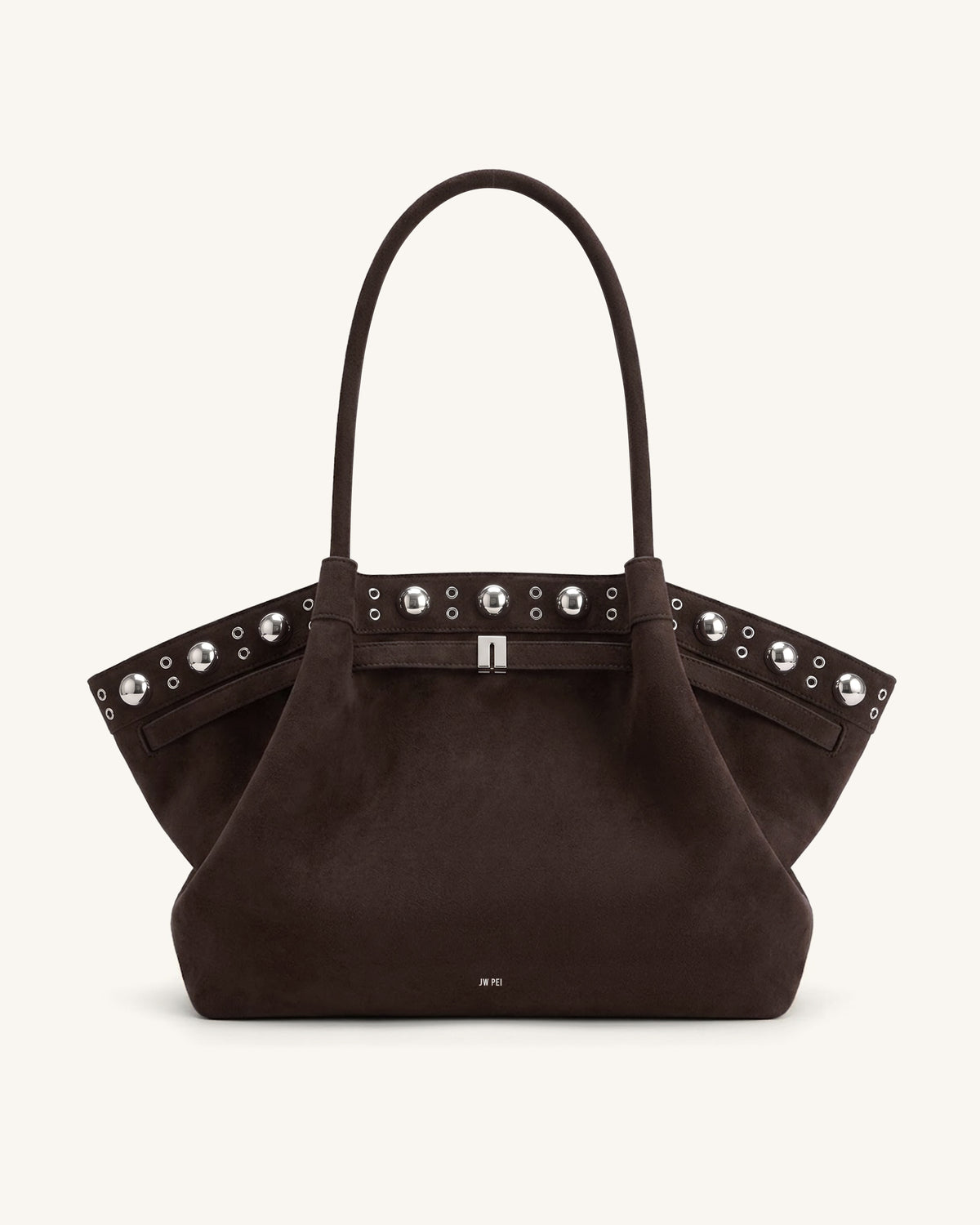 Hana Large Faux Suede Tote Bag - Deep Brown - view 1
