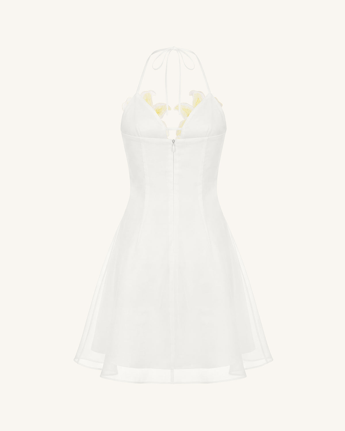 Lily-Embroidered Halter Mini Dress - White - view 4