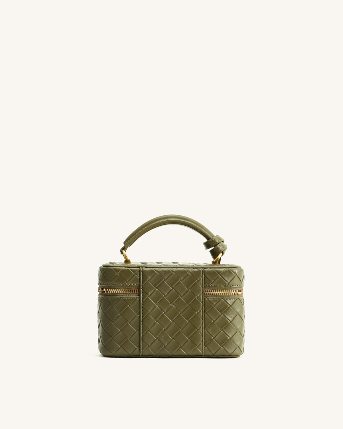 Cleo Woven Texture Box Shape Top Handle Bag - Olive Green - view 3