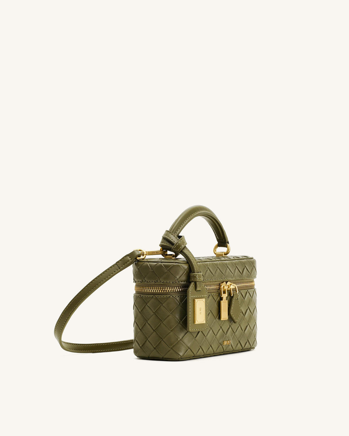 Cleo Woven Texture Box Shape Top Handle Bag - Olive Green - view 2